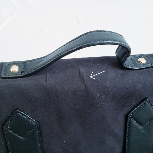 ASOS Black Satchel Vegan Leather and Faux Suede Bag Purse - Picture 6 of 11